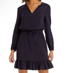 Draper James Printed Tie Dress in Nassau Navy XL